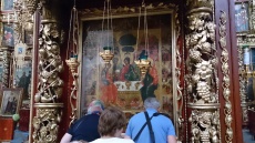 Чудотворная храмовая икона "Святая Троица с деяниями"